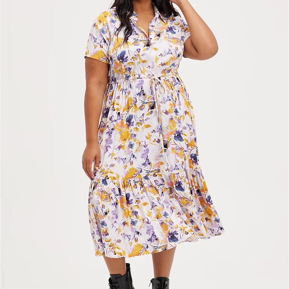 NWT Torrid Plus Size Midi Dress Size 1 (14-16) Floral Print